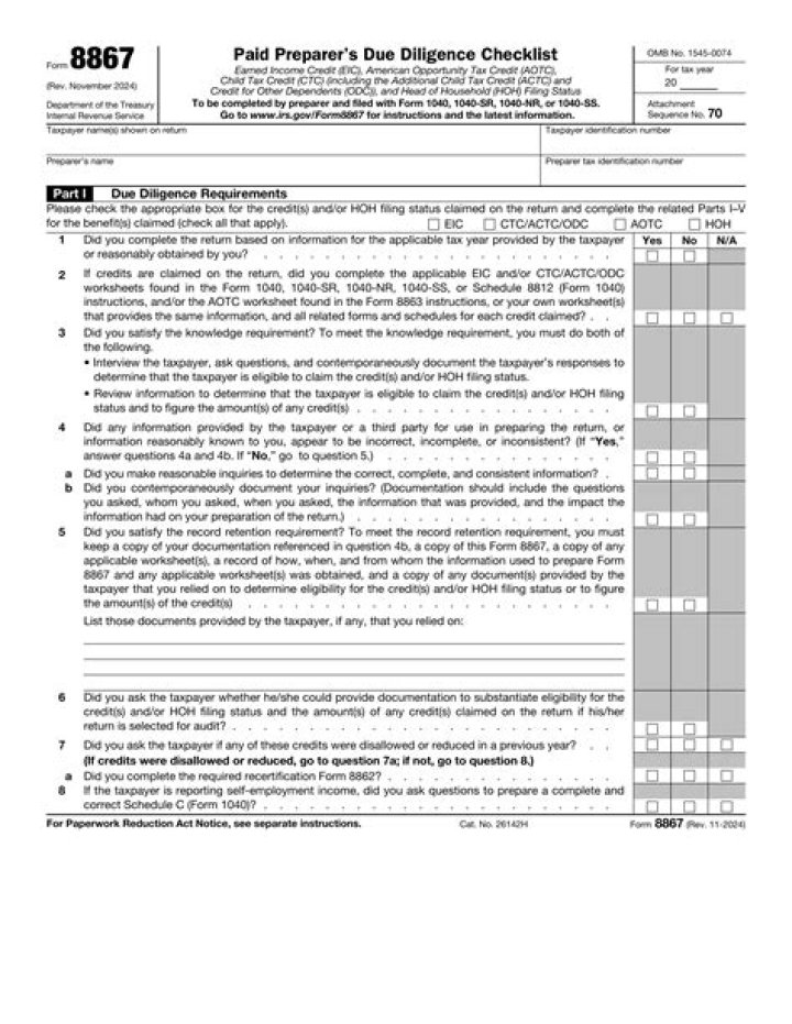 Do I mail Form 8867?