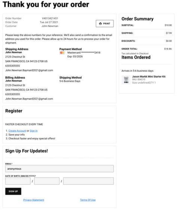 Does an order confirmation count as a contract?