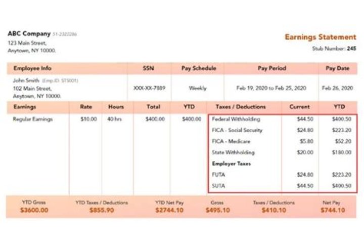 What does a pay stub have to include?