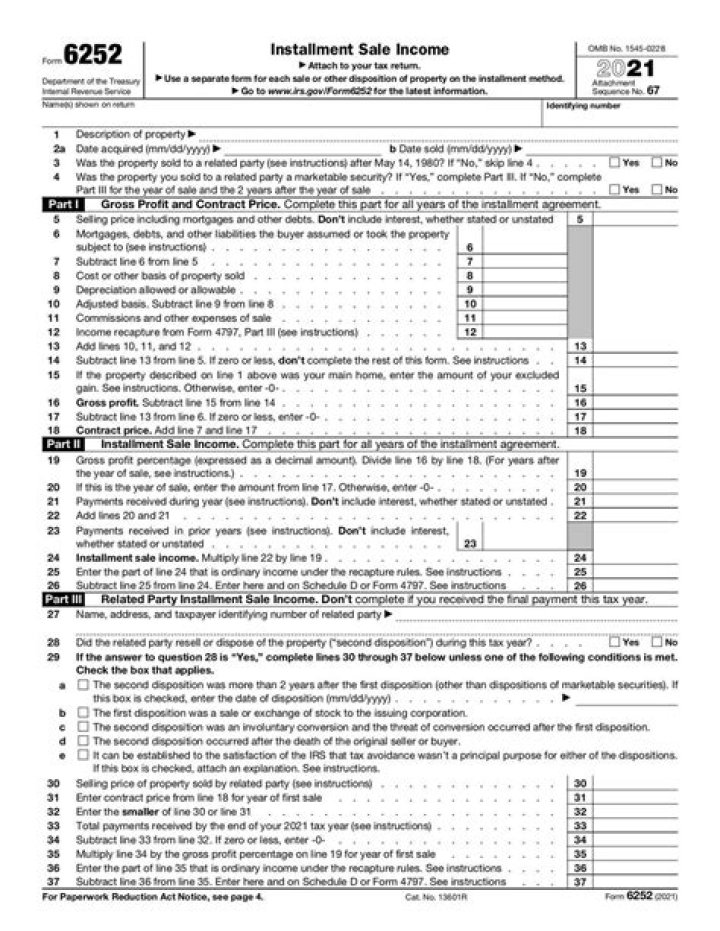 What is Form 6252 property Type Code?