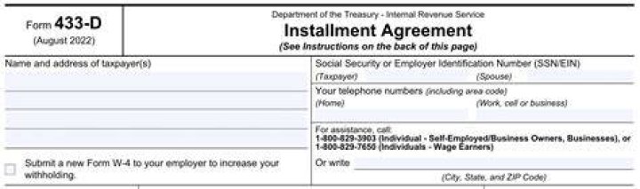 What is IRS Form 433D?